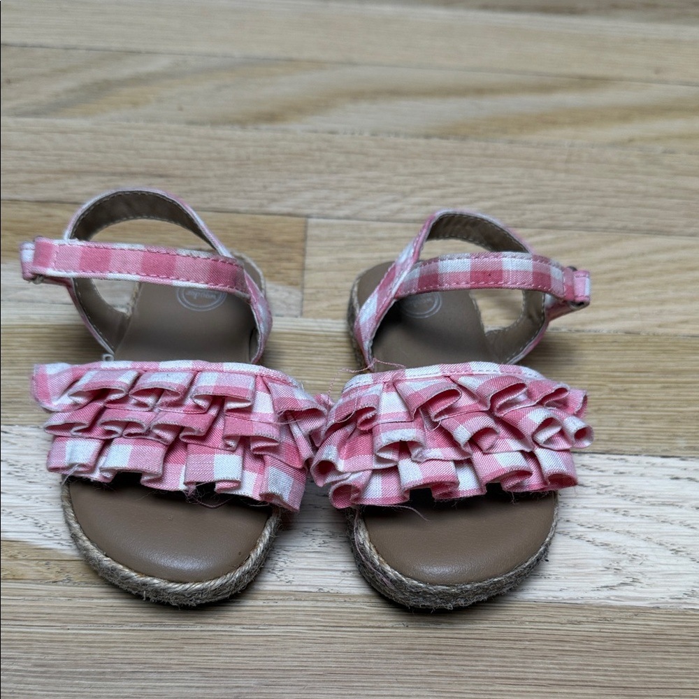 Wonder Nation Pink and White Ruffle Kids Sandals